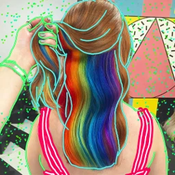 wapneonoutlines neon rainbowhair hairstyle